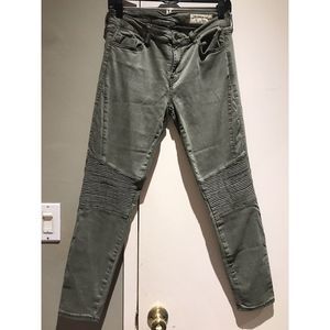 EUC Revolve Pistola Audrey Moto Skinny Jeans P6268 Ribbed Knees in Olive sz 29